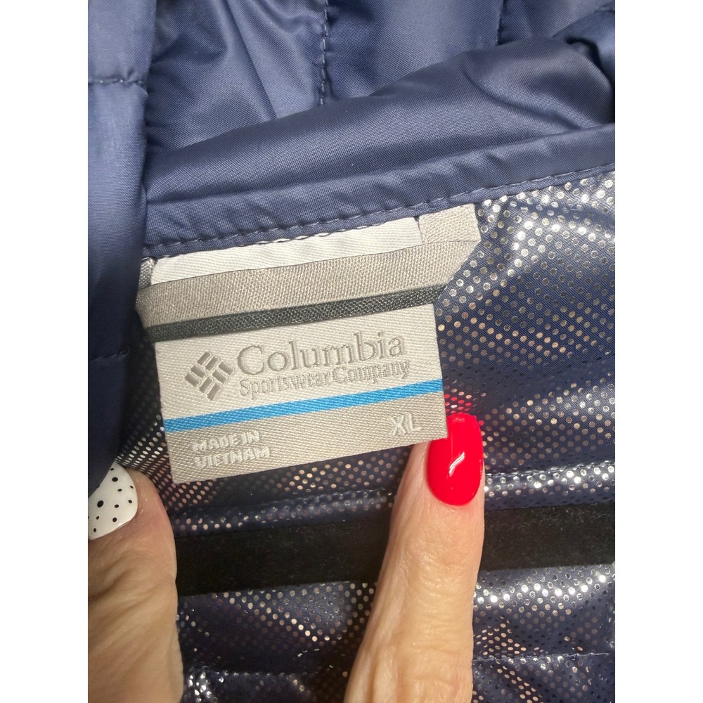 Columbia Omni-Heat Powder Lite Hooded Puffer Jacket Periwinkle Blue XL XK0678 - Picture 4 of 9